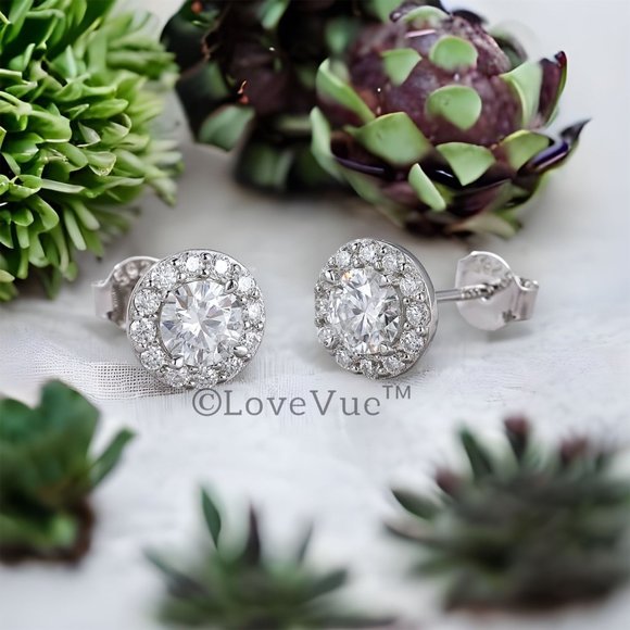 Certified 1ct. t.w. Diamond Round Halo Brilliant Cut Stud Earrings - Picture 6 of 16